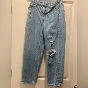 Ripped knee button up jeans